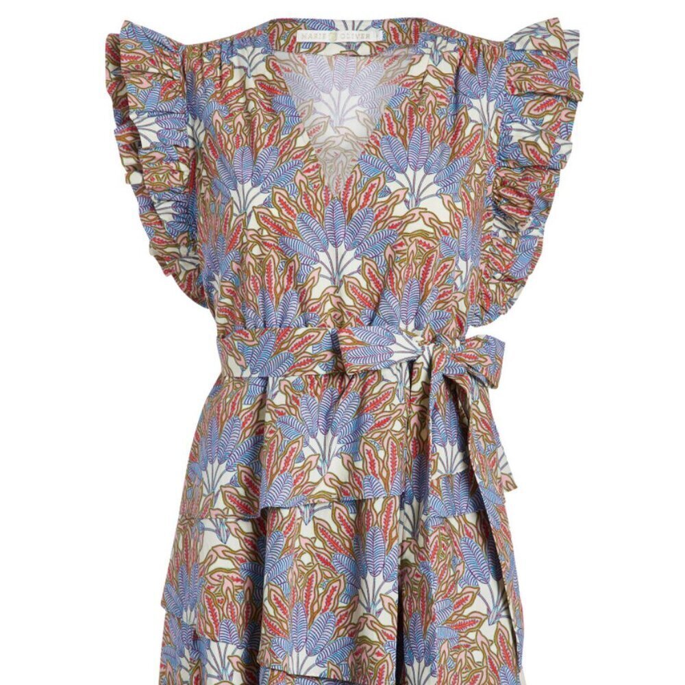 Marie Oliver Fiona Tiered Dress Pacific Palm, Size M 100% Cotton - Picture 7 of 10